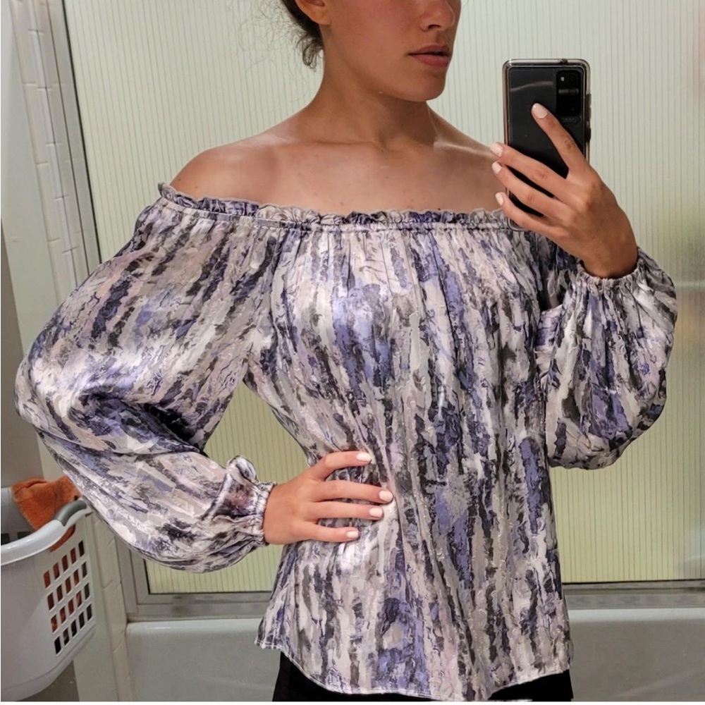 Lilac Off-Shoulder Printed Top